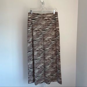 Tommy Bahama Zebra Striped Long Maxi Skirt Size Small Brown Animal Print